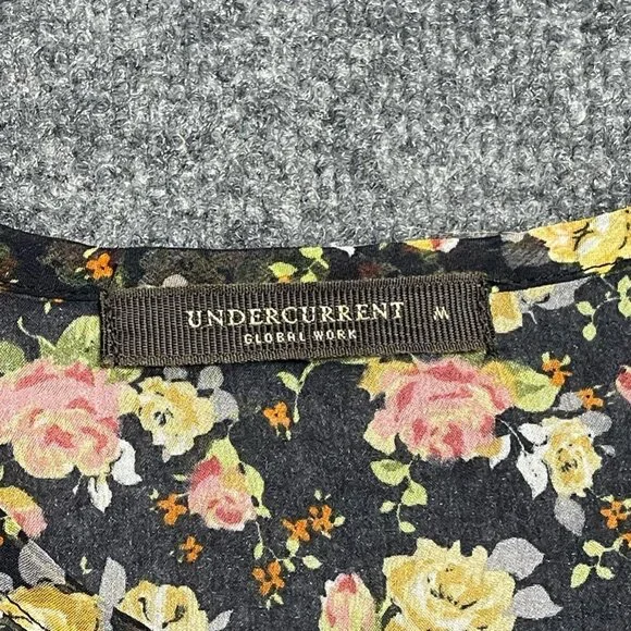 Undercurrent Womens A Line Dress Multicolor Black Floral Empire Waist Mini Y2K M - Picture 2 of 6